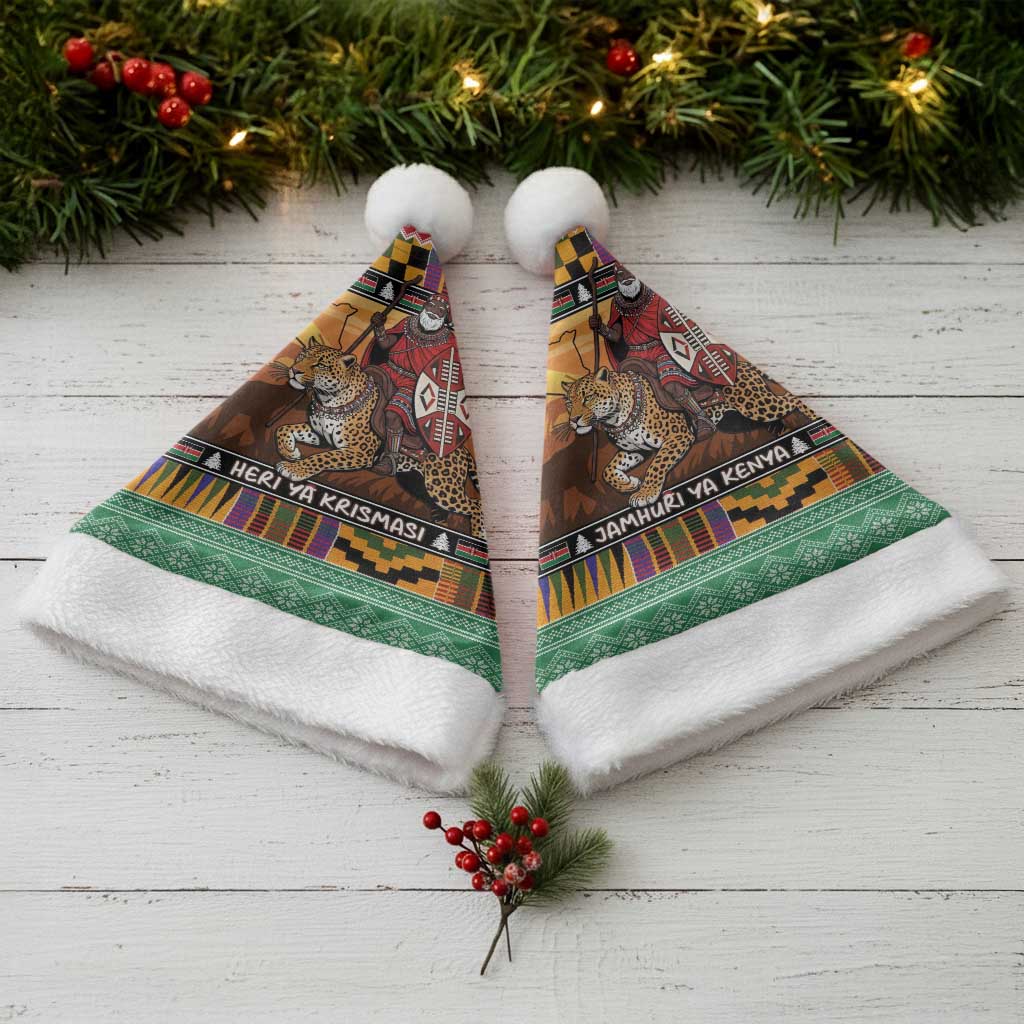 Afro Christmas in Kenya Safari Christmas Santa Hat Black Santa Riding Leopards - African Pride