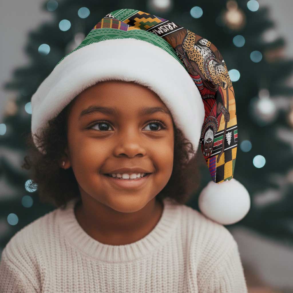 Afro Christmas in Kenya Safari Christmas Santa Hat Black Santa Riding Leopards - African Pride