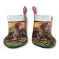 Afro Christmas in Kenya Safari Christmas Stocking Black Santa Riding Leopards - African Pride
