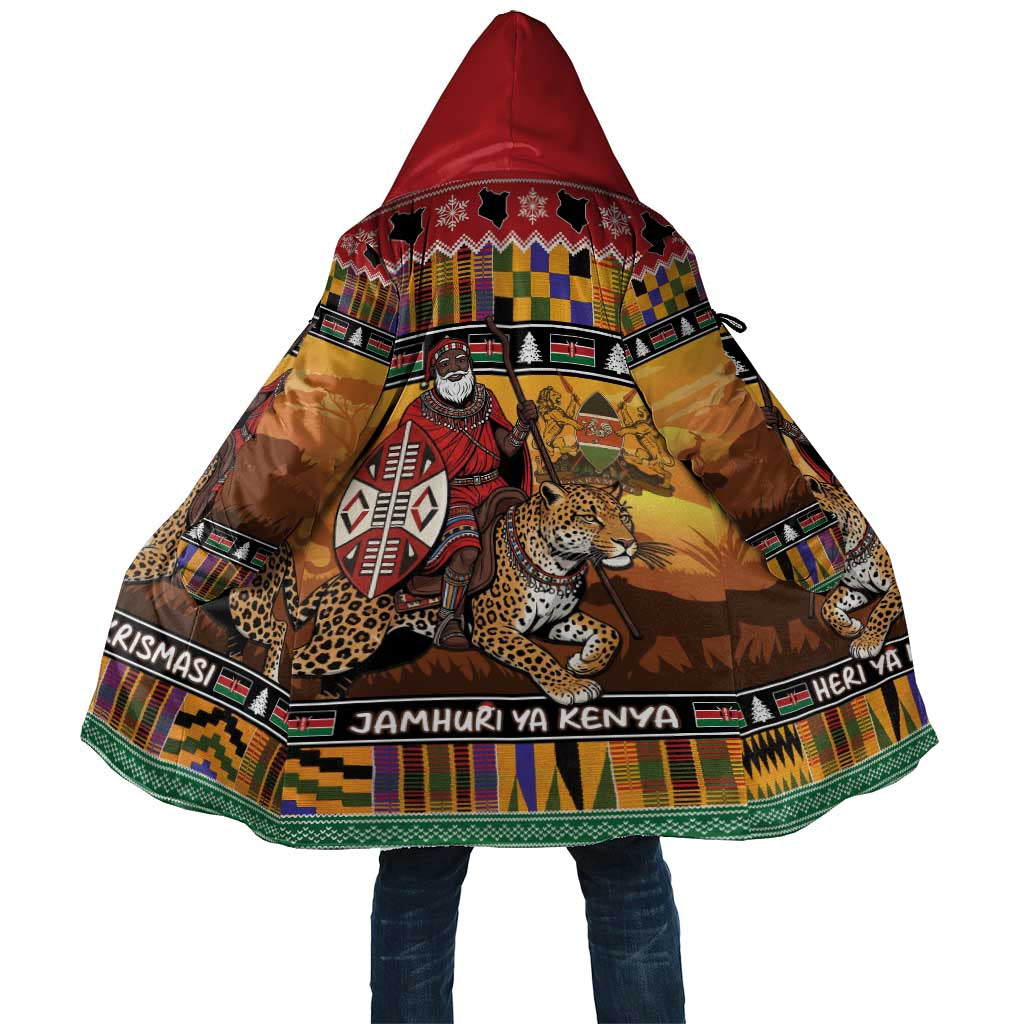 Kenya Safari Christmas Cloak Black Santa Riding Leopards - Heri ya Krismasi