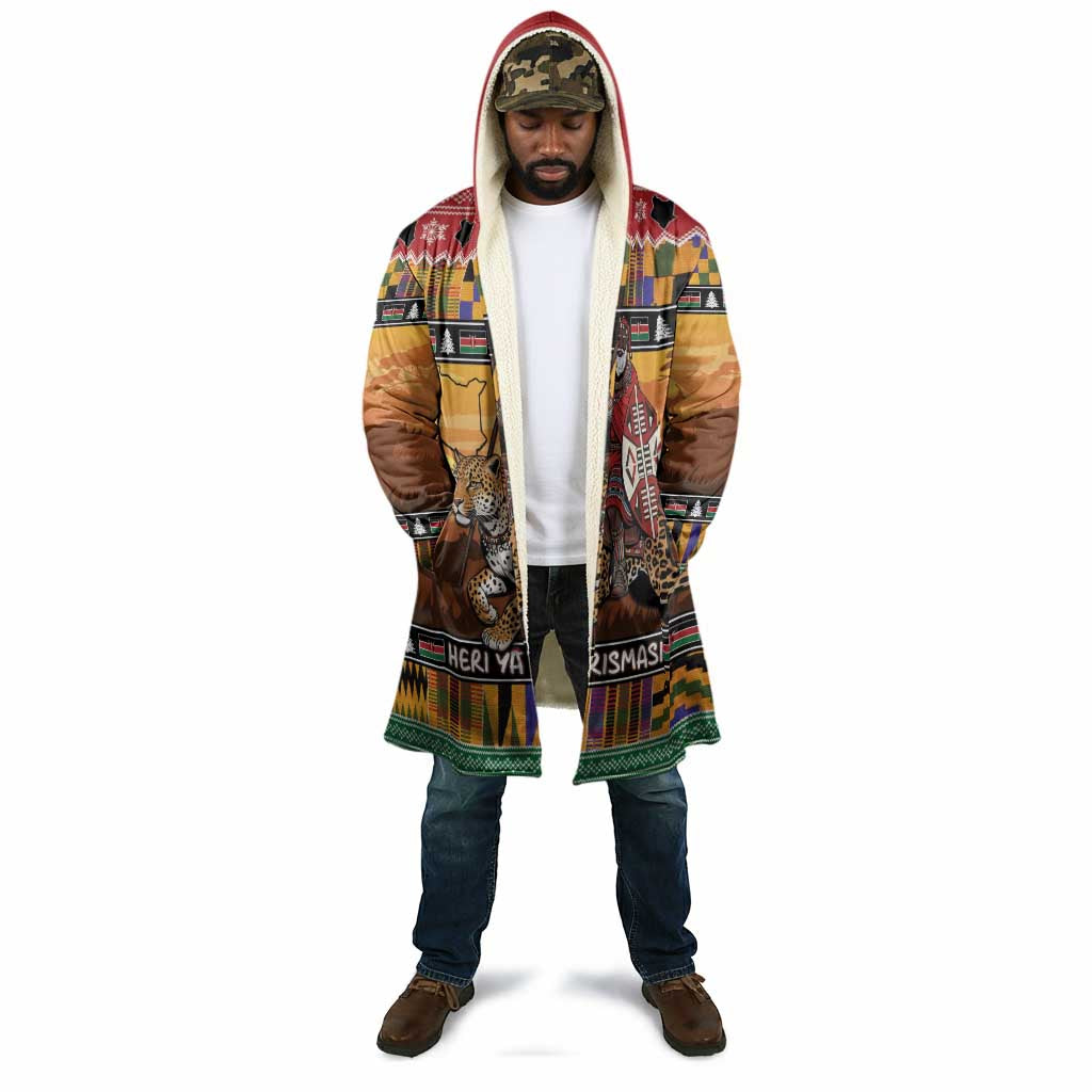 Kenya Safari Christmas Cloak Black Santa Riding Leopards - Heri ya Krismasi