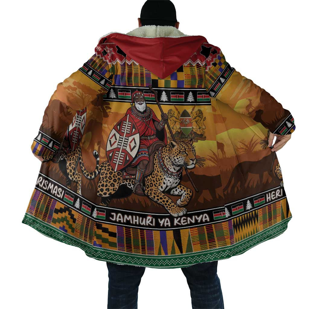Kenya Safari Christmas Cloak Black Santa Riding Leopards - Heri ya Krismasi
