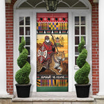 Kenya Safari Christmas Door Cover Black Santa Riding Leopards - Heri ya Krismasi
