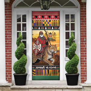 Kenya Safari Christmas Door Cover Black Santa Riding Leopards - Heri ya Krismasi