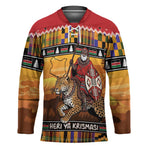 Kenya Safari Christmas Hockey Jersey Black Santa Riding Leopards - Heri ya Krismasi