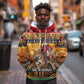 Afro Christmas in Kenya Safari Hoodie Black Santa Riding Leopards - African Pride