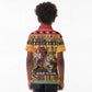 Afro Christmas in Kenya Safari Kid Polo Shirt Black Santa Riding Leopards - African Pride