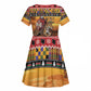 Afro Christmas in Kenya Safari Kid Short Sleeve Dress Black Santa Riding Leopards - African Pride