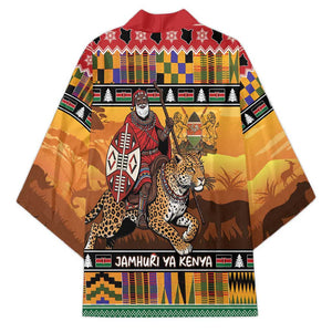 Kenya Safari Christmas Kimono Black Santa Riding Leopards - Heri ya Krismasi