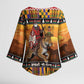 Kenya Safari Christmas Kimono Sleeve Blouse Black Santa Riding Leopards - Heri ya Krismasi