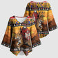 Kenya Safari Christmas Kimono Sleeve Blouse Black Santa Riding Leopards - Heri ya Krismasi