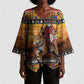 Kenya Safari Christmas Kimono Sleeve Blouse Black Santa Riding Leopards - Heri ya Krismasi