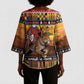 Kenya Safari Christmas Kimono Sleeve Blouse Black Santa Riding Leopards - Heri ya Krismasi