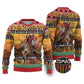 Afro Christmas in Kenya Safari Ugly Christmas Sweater Black Santa Riding Leopards - African Pride