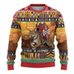 Afro Christmas in Kenya Safari Ugly Christmas Sweater Black Santa Riding Leopards - African Pride