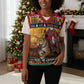 Afro Christmas in Kenya Safari Christmas Knitted V-Neck Vest Black Santa Riding Leopards - African Pride