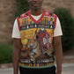 Afro Christmas in Kenya Safari Christmas Knitted V-Neck Vest Black Santa Riding Leopards - African Pride