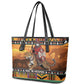 Afro Christmas in Kenya Safari Leather Tote Bag Black Santa Riding Leopards - African Pride