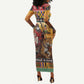 Afro Christmas in Kenya Safari Long Sleeve Bodycon Dress Black Santa Riding Leopards - African Pride