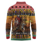 Afro Christmas in Kenya Safari Long Sleeve Polo Shirt Black Santa Riding Leopards - African Pride