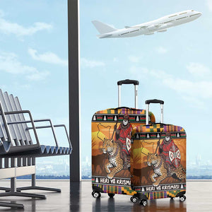 Afro Christmas in Kenya Safari Luggage Cover Black Santa Riding Leopards - African Pride