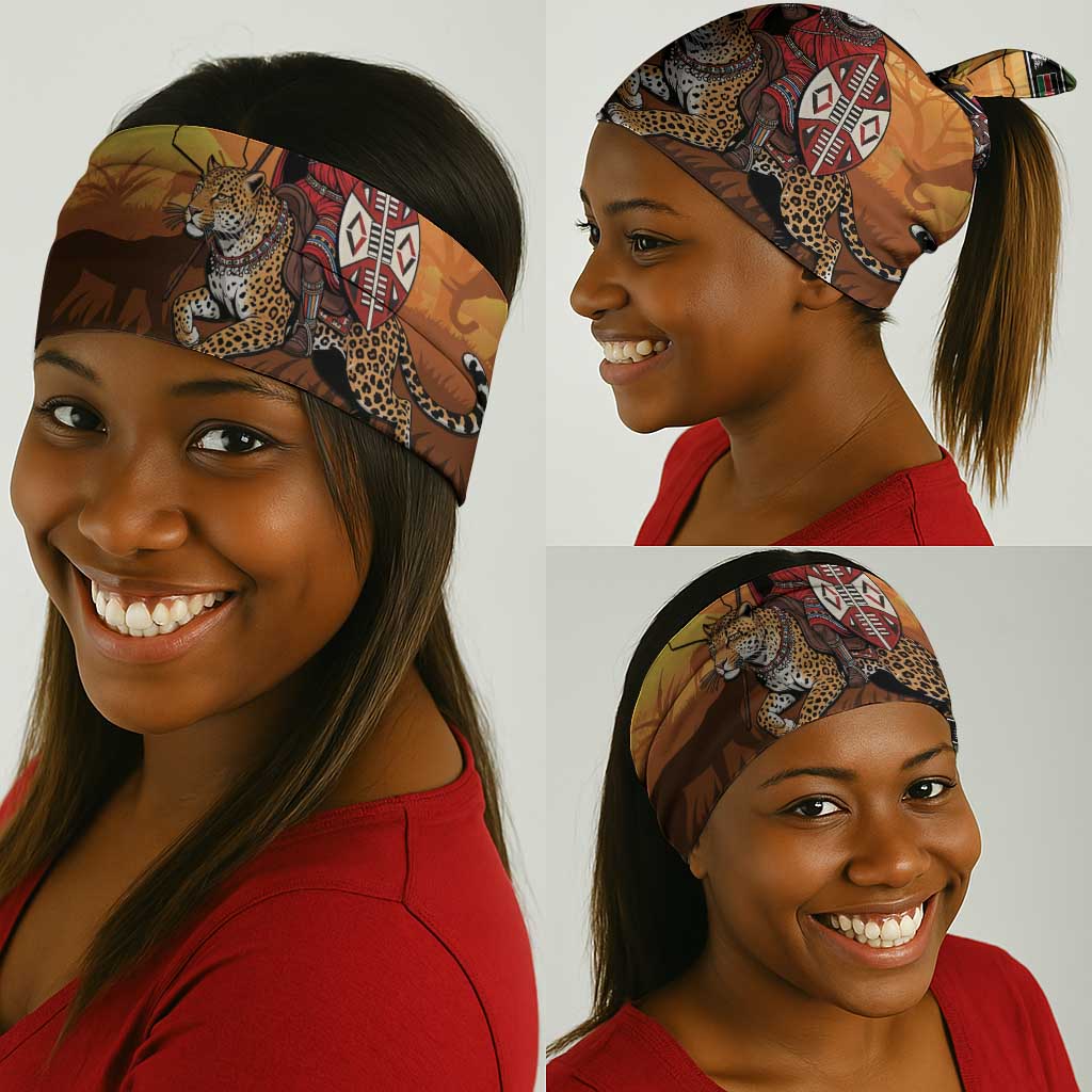 Afro Christmas in Kenya Safari Neck Gaiter Black Santa Riding Leopards - African Pride