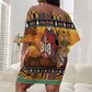 Afro Christmas in Kenya Safari Off Shoulder Short Dress Black Santa Riding Leopards - African Pride