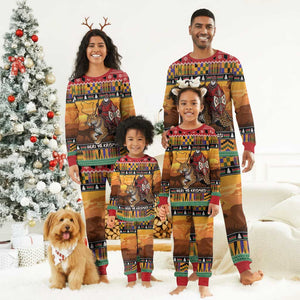 Afro Christmas in Kenya Safari Christmas Pajama Set Black Santa Riding Leopards - African Pride