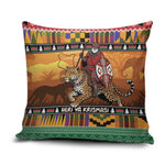 Kenya Safari Christmas Pillow Cover Black Santa Riding Leopards - Heri ya Krismasi