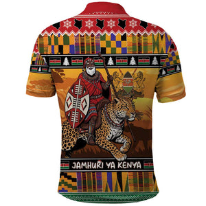 Afro Christmas in Kenya Safari Polo Shirt Black Santa Riding Leopards - African Pride