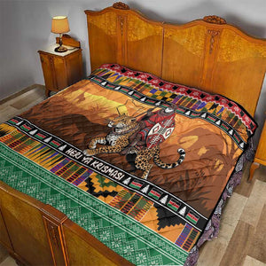 Afro Christmas in Kenya Safari Quilt Black Santa Riding Leopards - African Pride