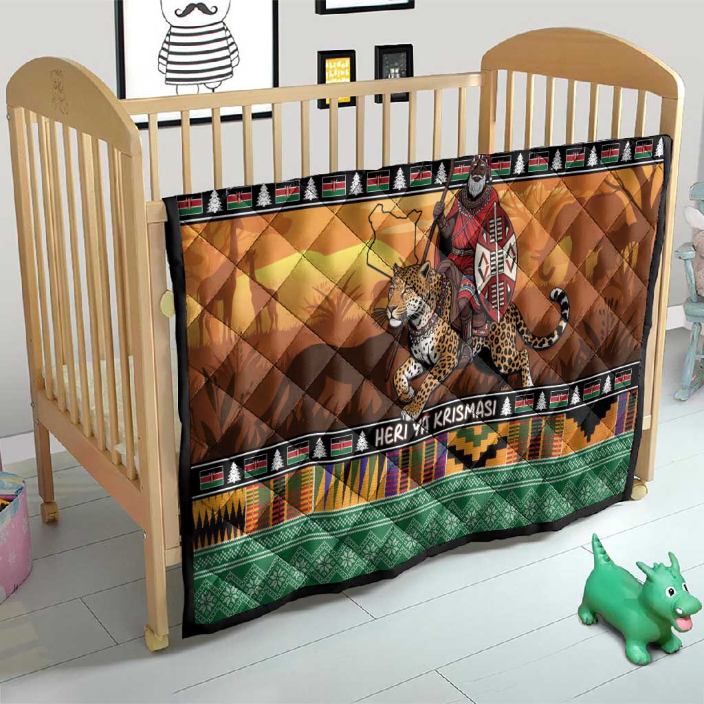 Afro Christmas in Kenya Safari Quilt Black Santa Riding Leopards - African Pride