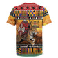 Afro Christmas in Kenya Safari Rugby Jersey Black Santa Riding Leopards - African Pride
