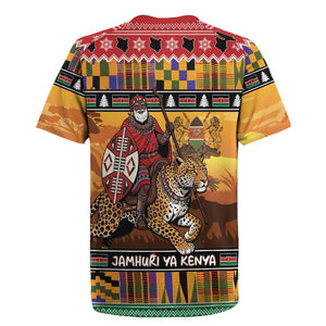 Afro Christmas in Kenya Safari Rugby Jersey Black Santa Riding Leopards - African Pride