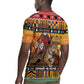 Afro Christmas in Kenya Safari Rugby Jersey Black Santa Riding Leopards - African Pride