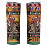 Afro Christmas in Kenya Safari Skinny Tumbler Black Santa Riding Leopards - African Pride