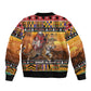 Afro Christmas in Kenya Safari Sleeve Zip Bomber Jacket Black Santa Riding Leopards - African Pride