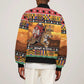 Afro Christmas in Kenya Safari Sleeve Zip Bomber Jacket Black Santa Riding Leopards - African Pride