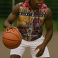 Afro Christmas in Kenya Safari Sleeveless Zip Hoodie Black Santa Riding Leopards - African Pride