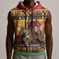 Afro Christmas in Kenya Safari Sleeveless Zip Hoodie Black Santa Riding Leopards - African Pride