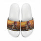 Kenya Safari Christmas Slide Sandals Black Santa Riding Leopards - Heri ya Krismasi