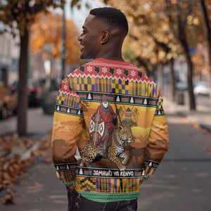 Afro Christmas in Kenya Safari Sweatshirt Black Santa Riding Leopards - African Pride