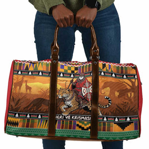 Kenya Safari Christmas Travel Bag Black Santa Riding Leopards - Heri ya Krismasi