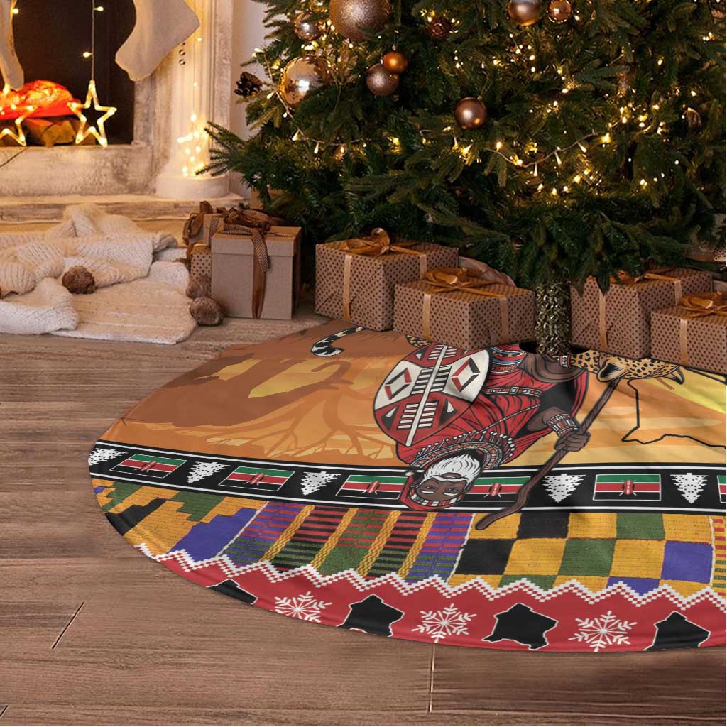 Afro Christmas in Kenya Safari Tree Skirt Black Santa Riding Leopards - African Pride