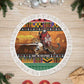 Afro Christmas in Kenya Safari Tree Skirt Black Santa Riding Leopards - African Pride