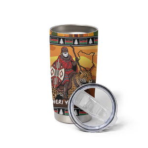 Afro Christmas in Kenya Safari Tumbler Cup Black Santa Riding Leopards - African Pride