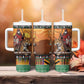 Afro Christmas in Kenya Safari Tumbler With Handle Black Santa Riding Leopards - African Pride