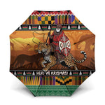 Kenya Safari Christmas Umbrella Black Santa Riding Leopards - Heri ya Krismasi