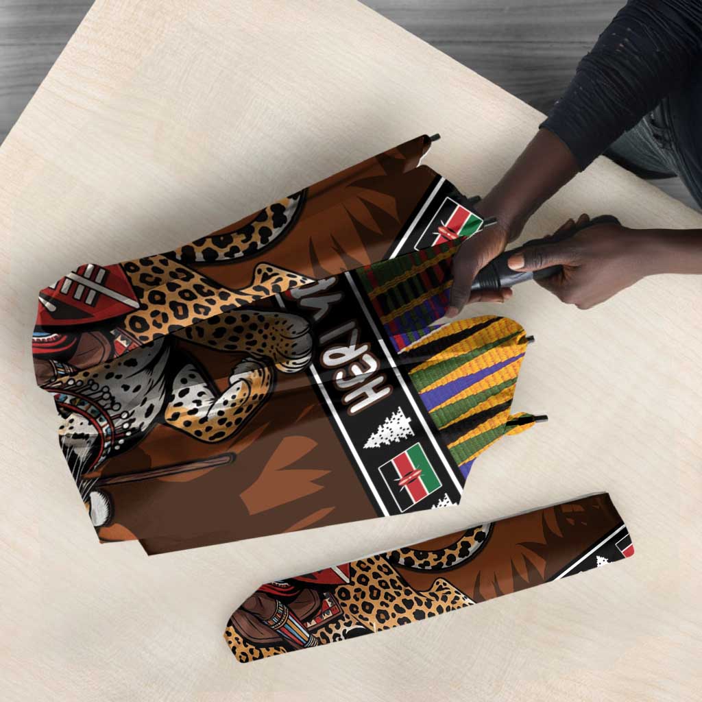Kenya Safari Christmas Umbrella Black Santa Riding Leopards - Heri ya Krismasi