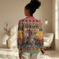 Afro Christmas in Kenya Safari Women Casual Shirt Black Santa Riding Leopards - African Pride